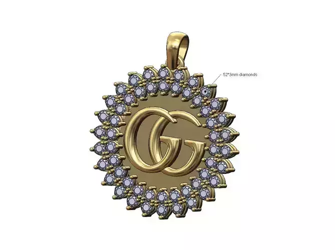 GG 3mm marquise diamond prong plate halo pendant with bail