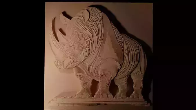 Woolly Rhinoceros CNC 3d Print High Relief Sand Casting