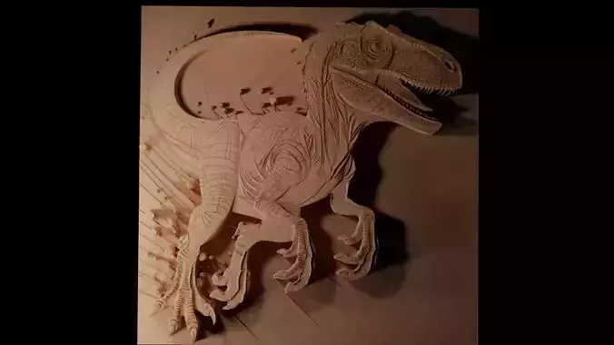 Velociraptor CNC 3d Print High Relief Sand Casting 3D print model