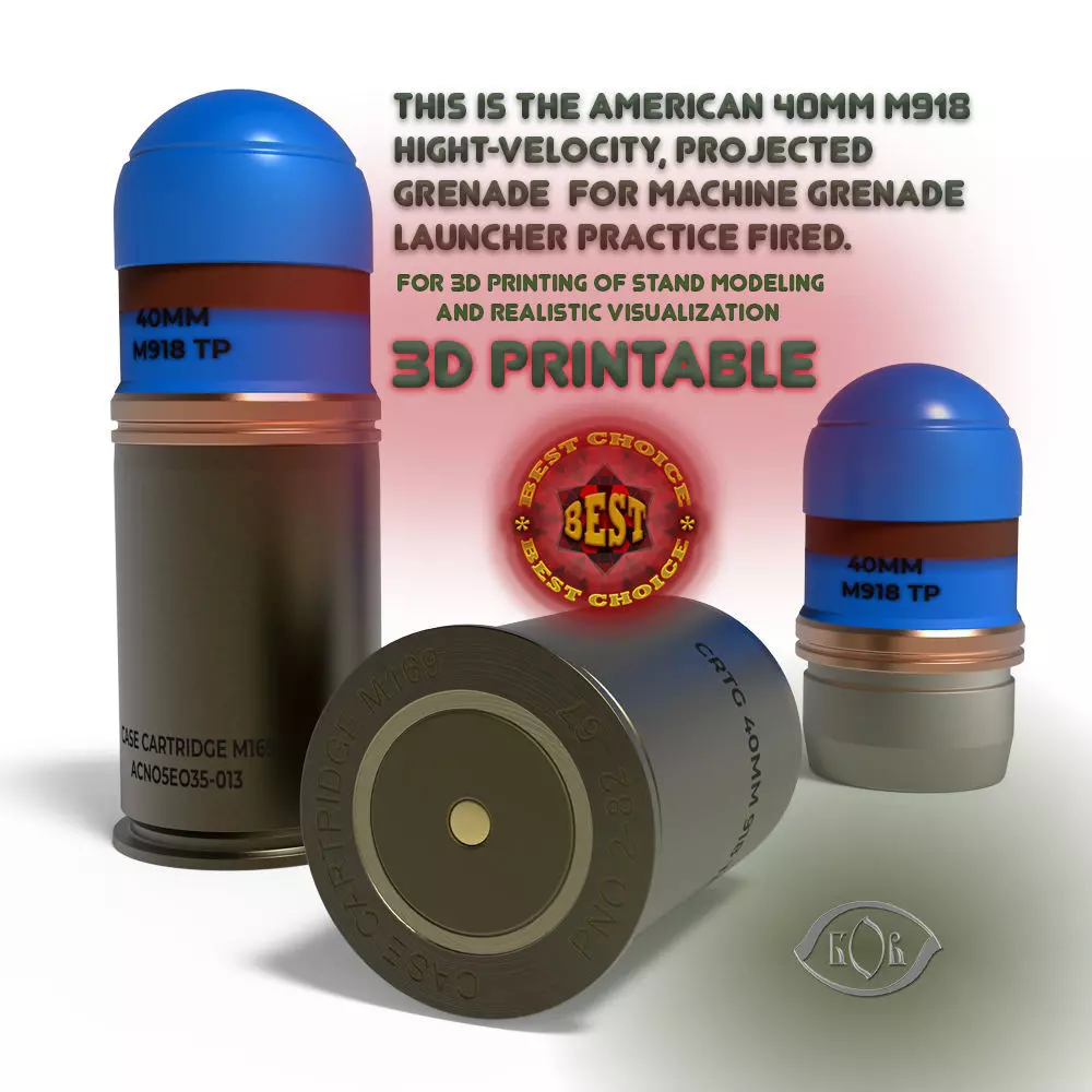 M918 40mm Projected Grenade Shell Projectile Cartridge  3D model_0