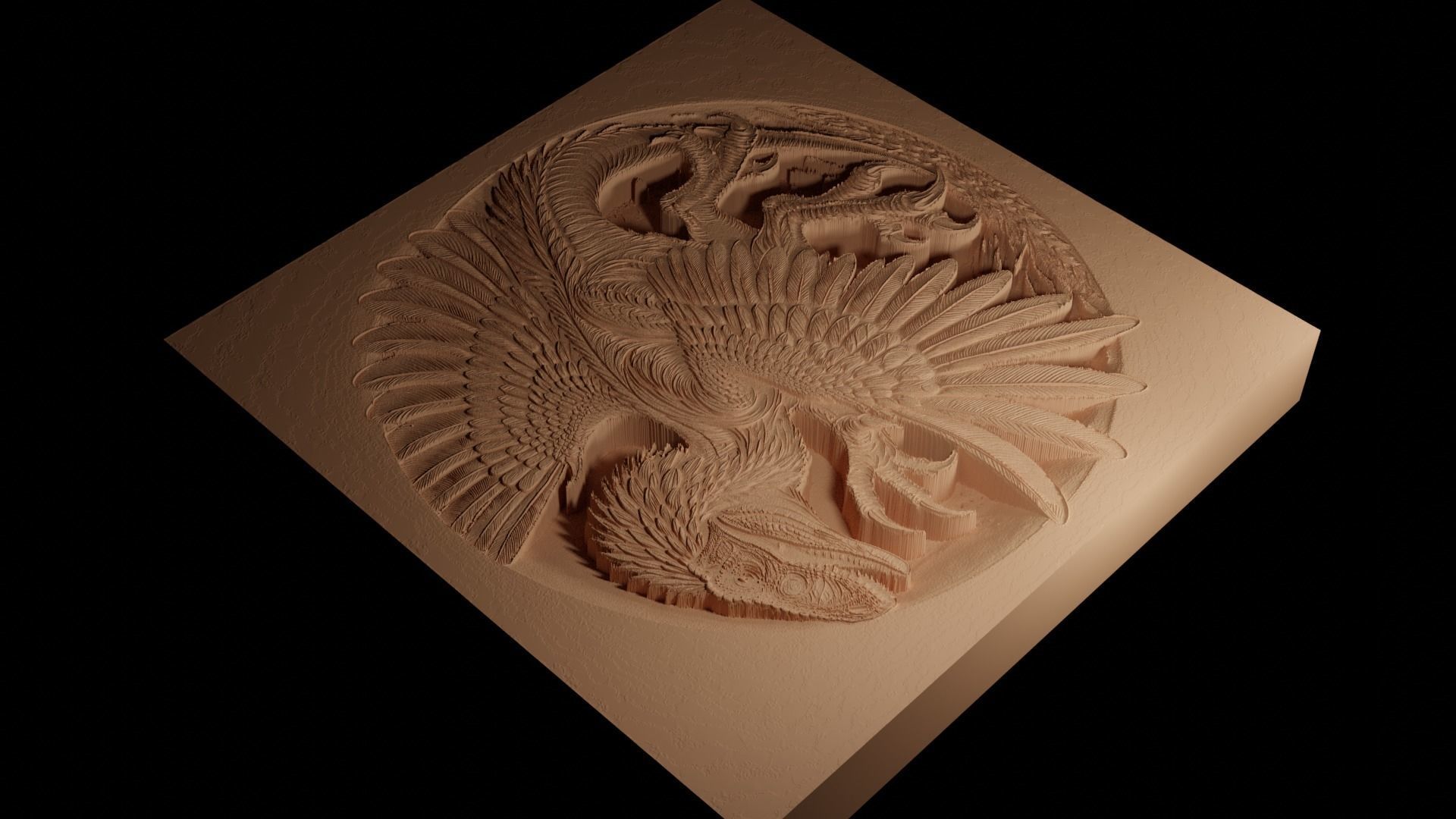 Utahraptor CNC 3d Print High Relief Sand Casting 3D print model_4