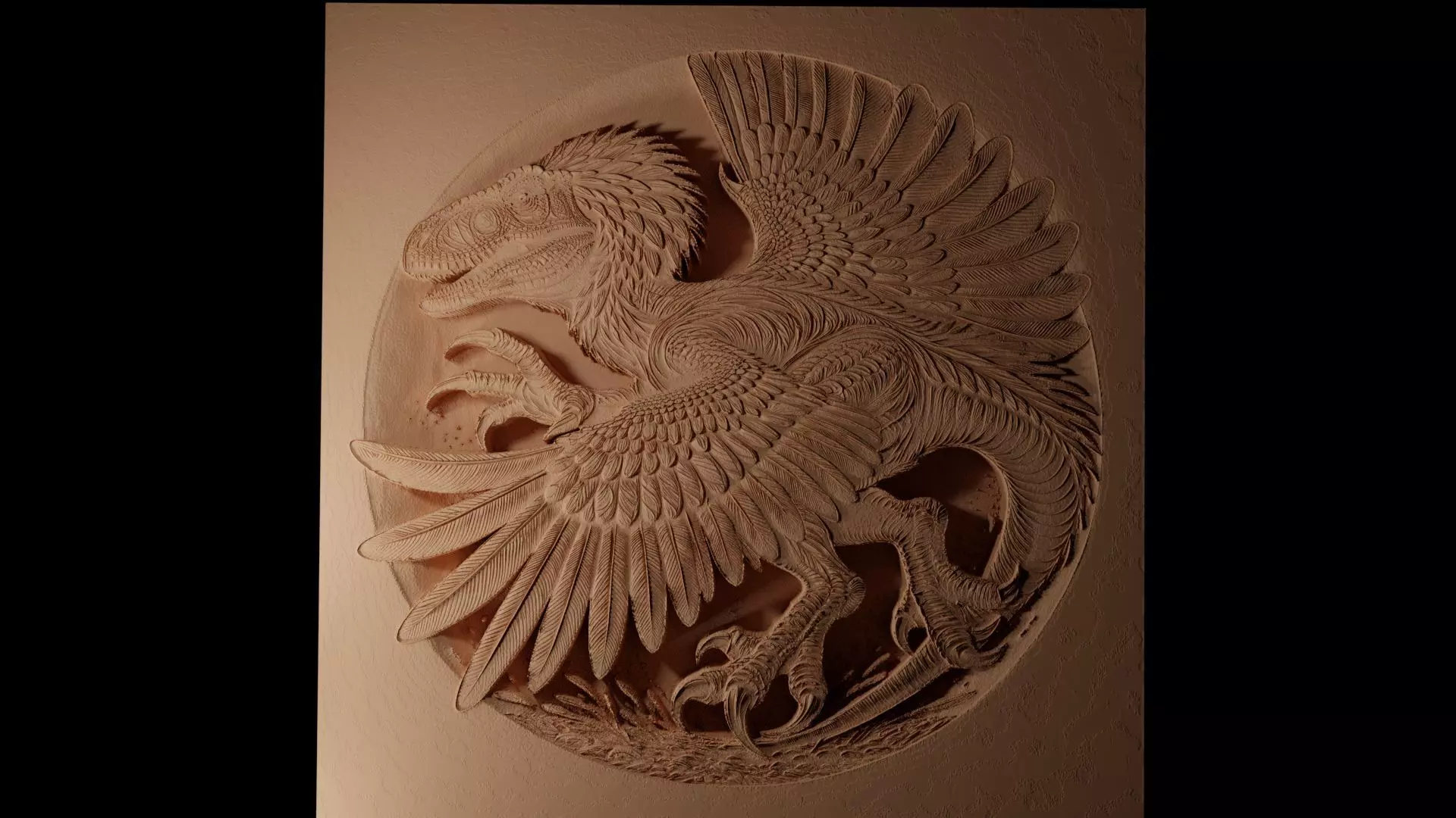 Utahraptor CNC 3d Print High Relief Sand Casting 3D print model_0