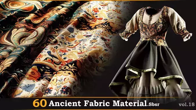60 Ancient Fabric Material-Sbsar Vol-18