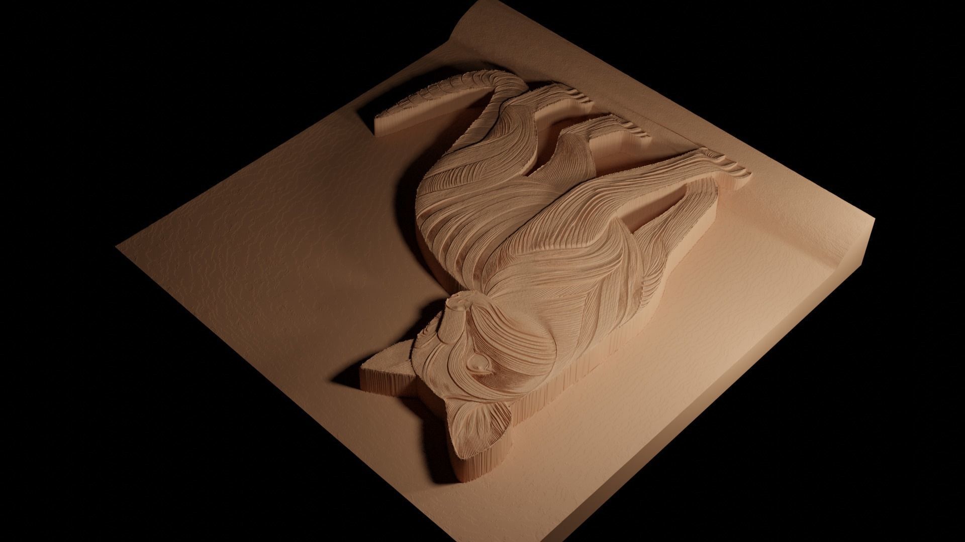 Thylacine CNC 3d Print High Relief Sand Casting 3D print model_4