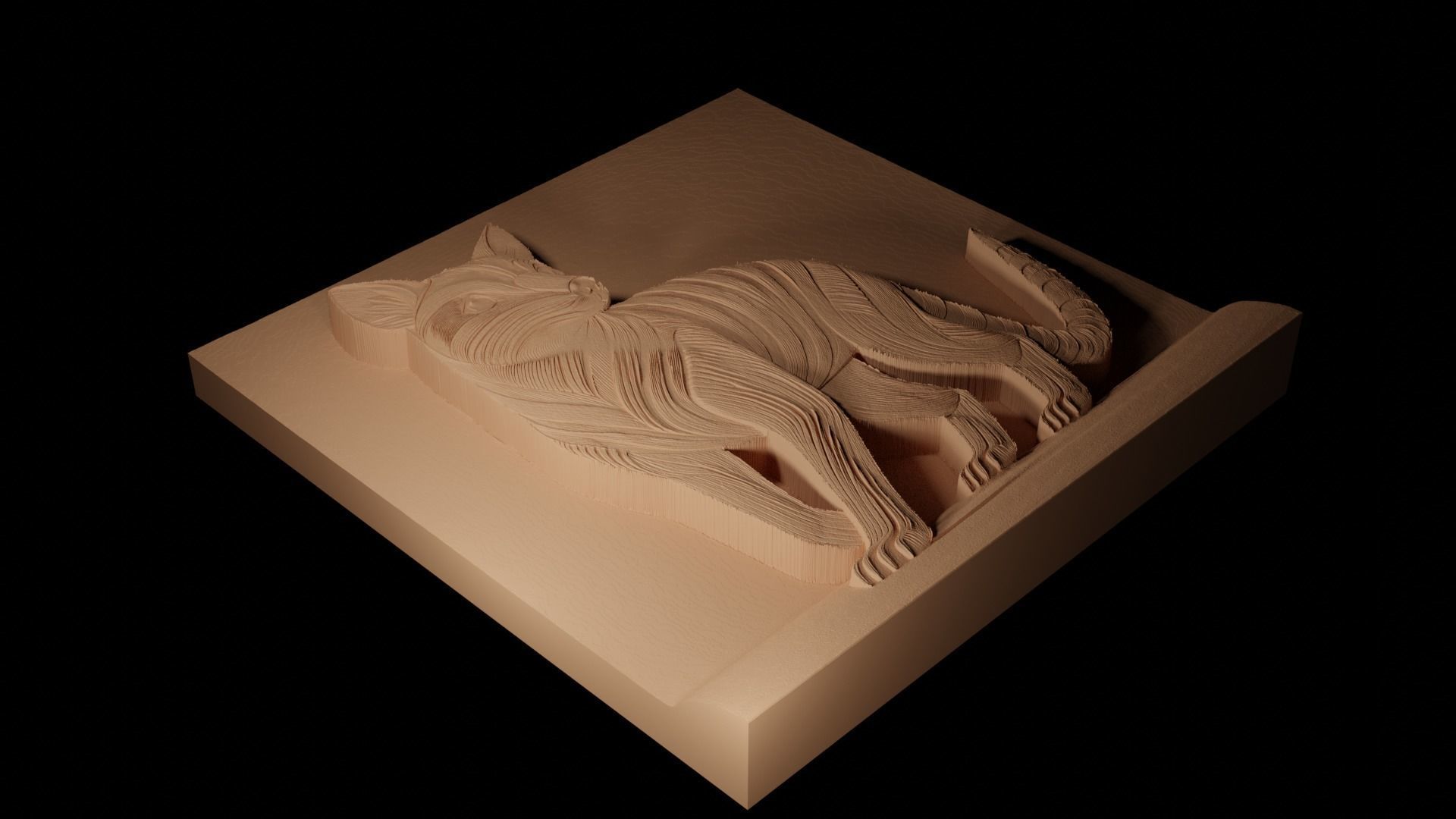 Thylacine CNC 3d Print High Relief Sand Casting 3D print model_2