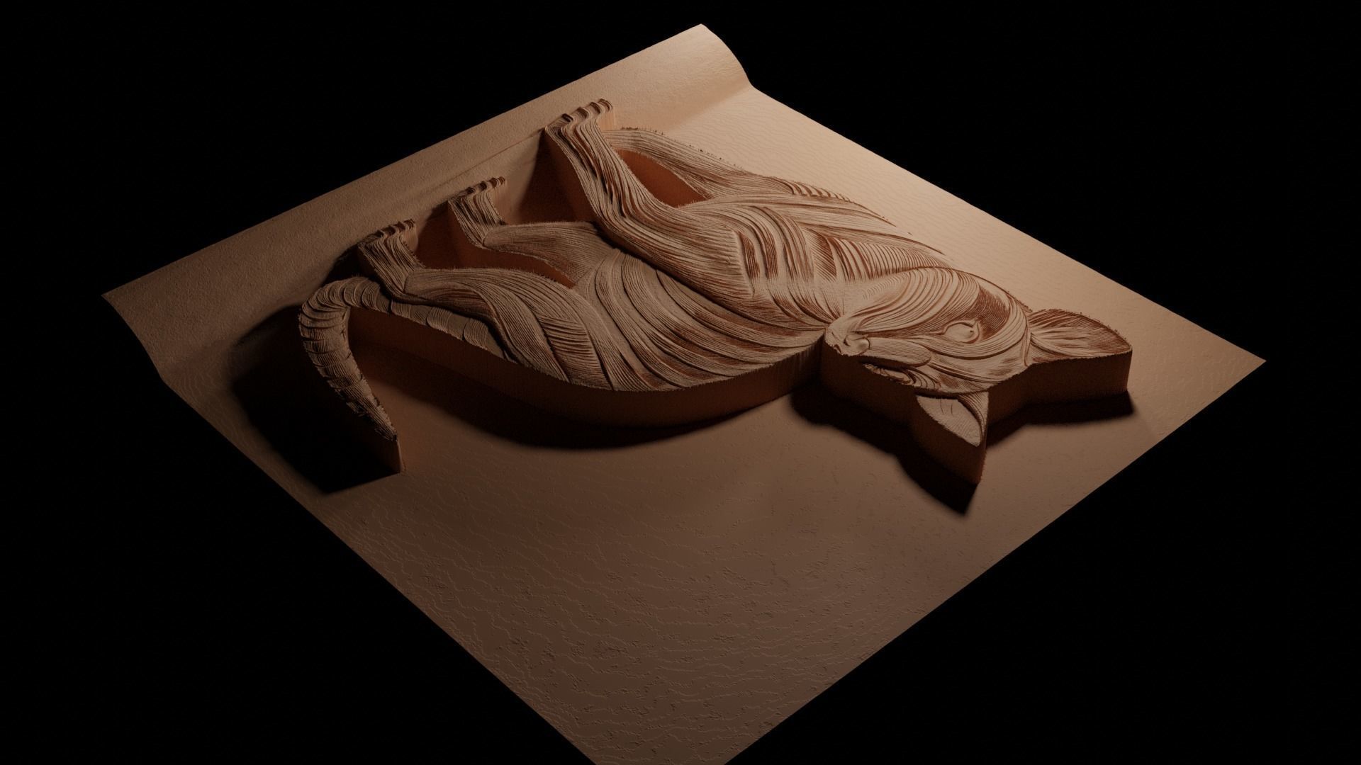 Thylacine CNC 3d Print High Relief Sand Casting 3D print model_3