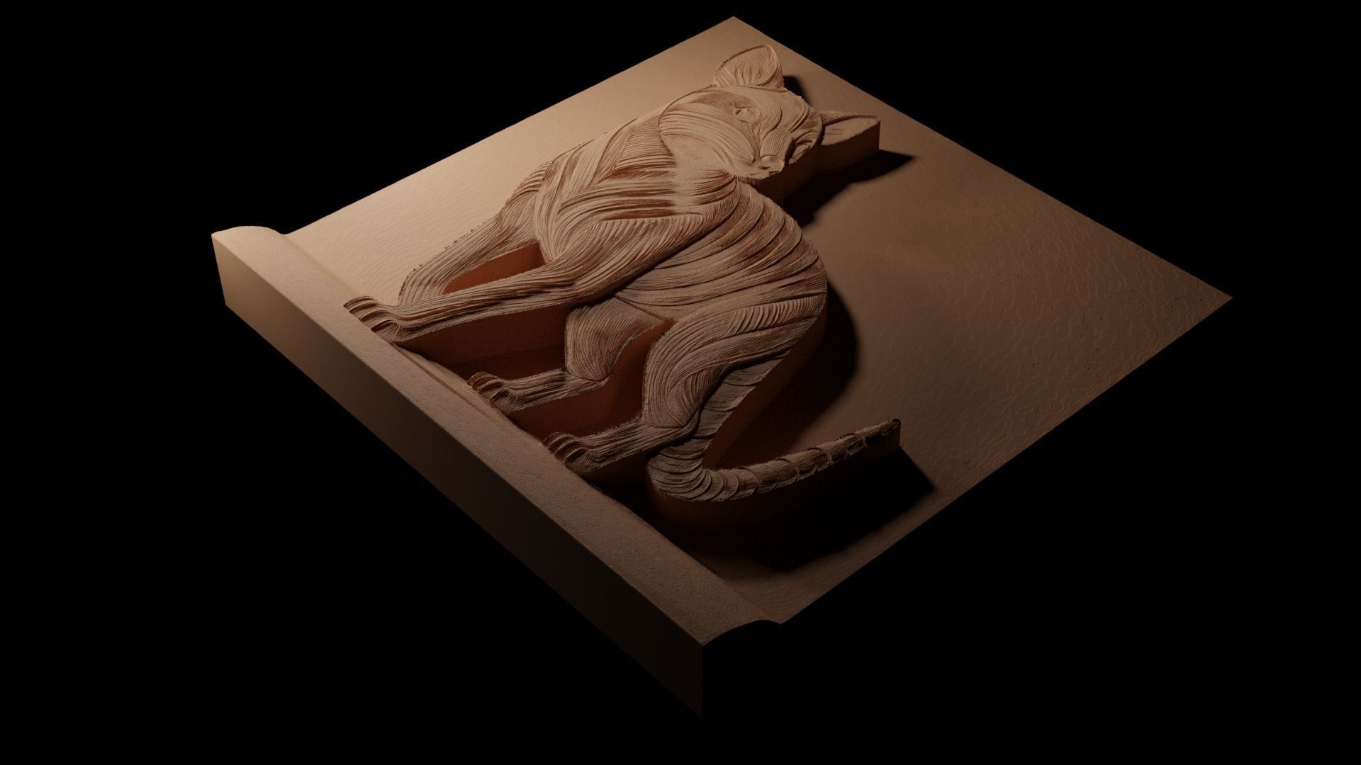 Thylacine CNC 3d Print High Relief Sand Casting 3D print model_1