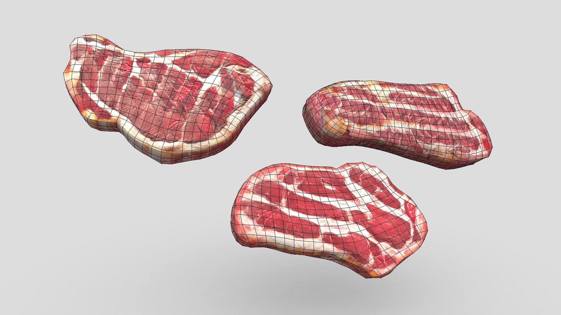 Medium Cooked Steak Pack Low-poly 3D model_2