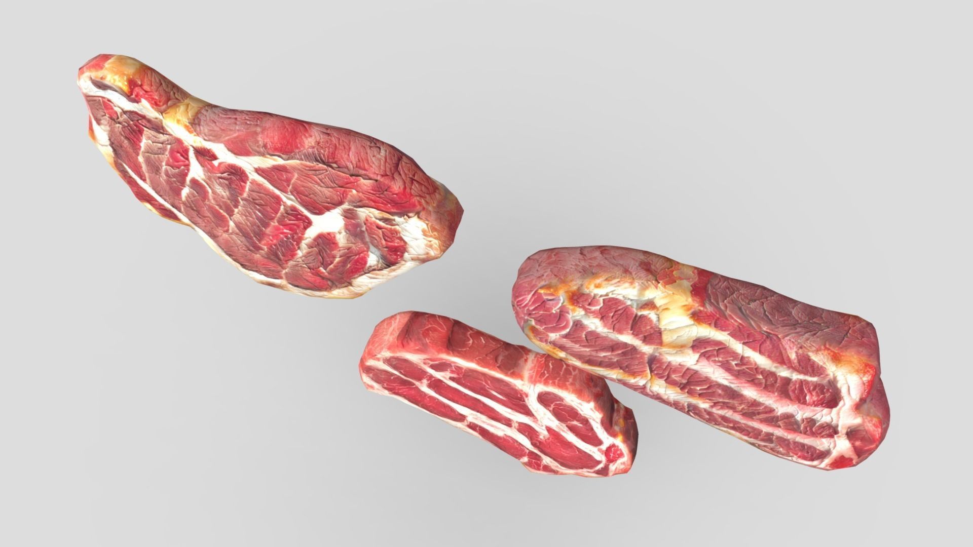 Medium Cooked Steak Pack Low-poly 3D model_3