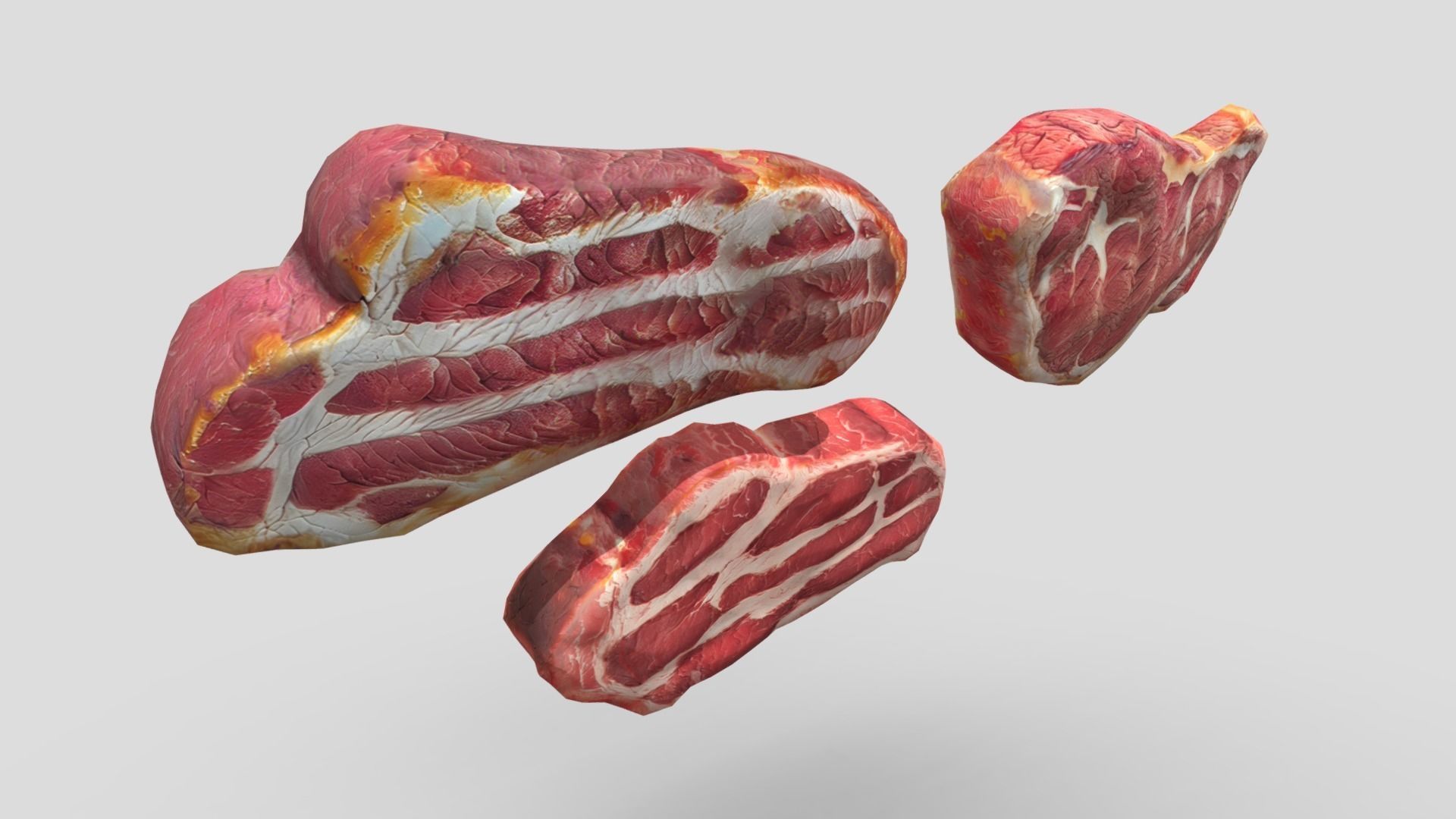 Medium Cooked Steak Pack Low-poly 3D model_7