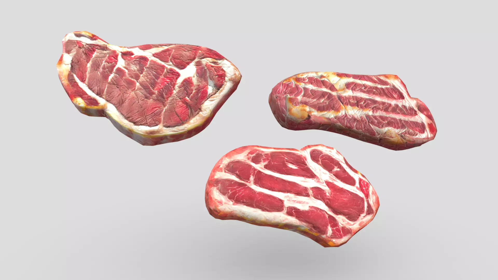Medium Cooked Steak Pack Low-poly 3D model_0