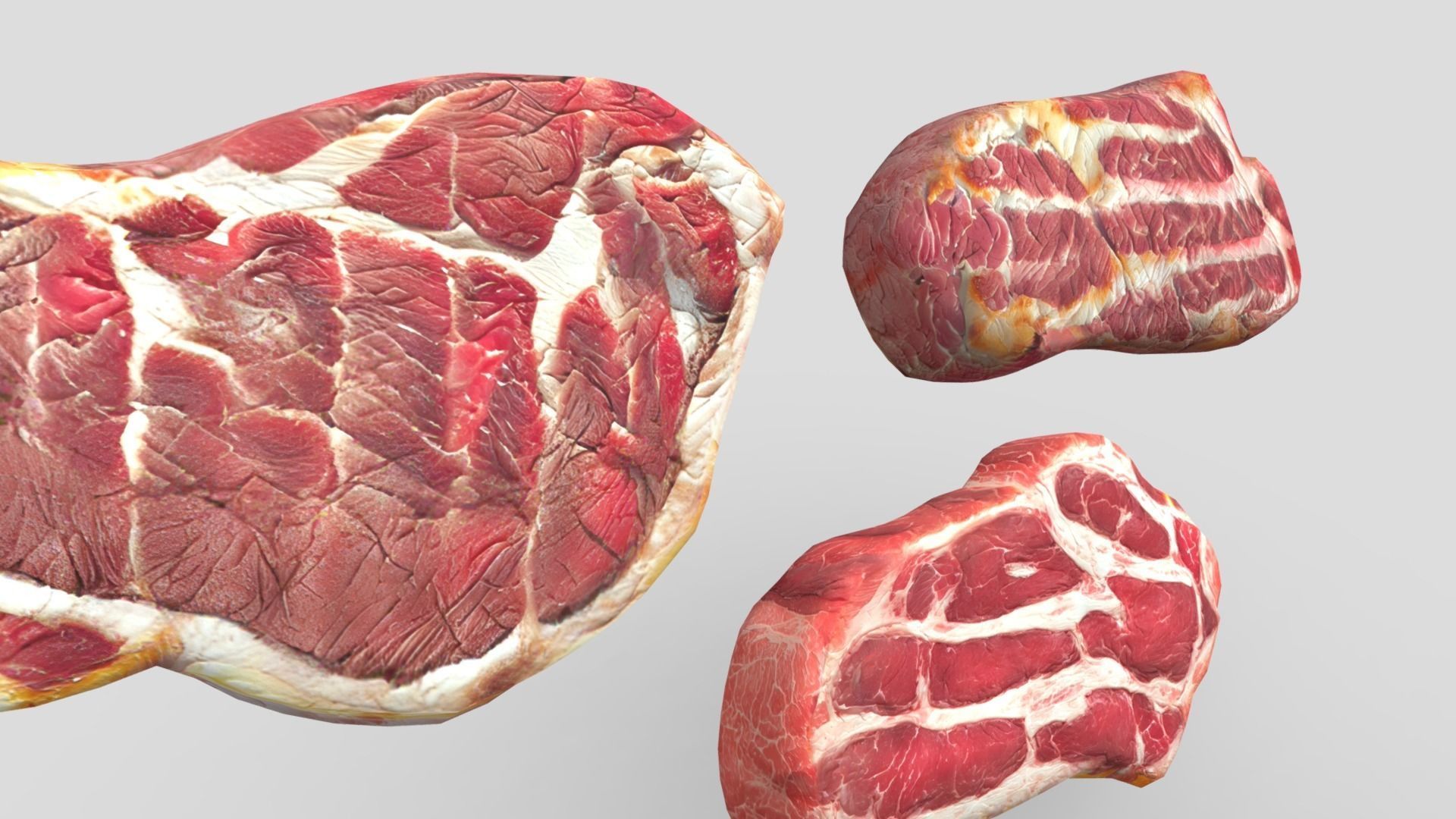 Medium Cooked Steak Pack Low-poly 3D model_9