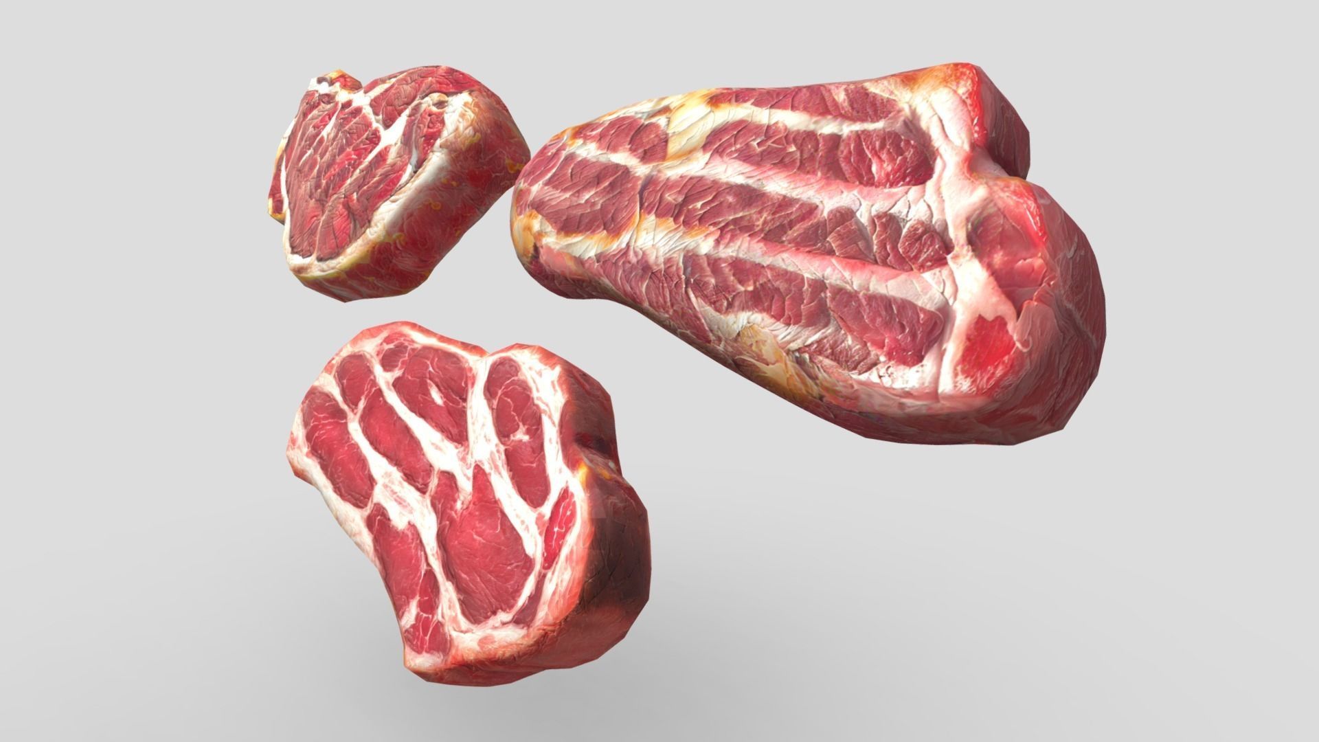 Medium Cooked Steak Pack Low-poly 3D model_5