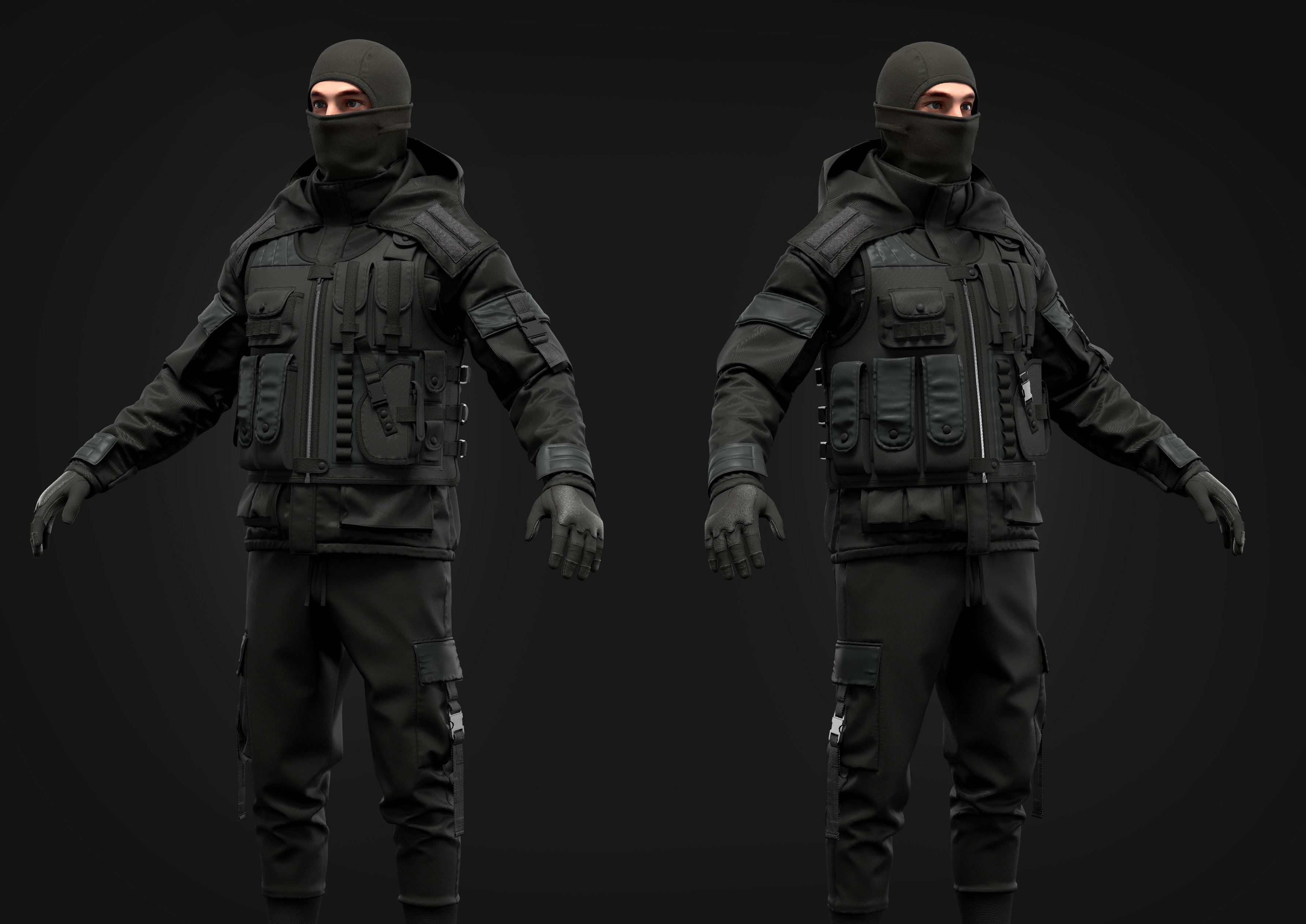 Tactical Uniform Set for men 3D model_3