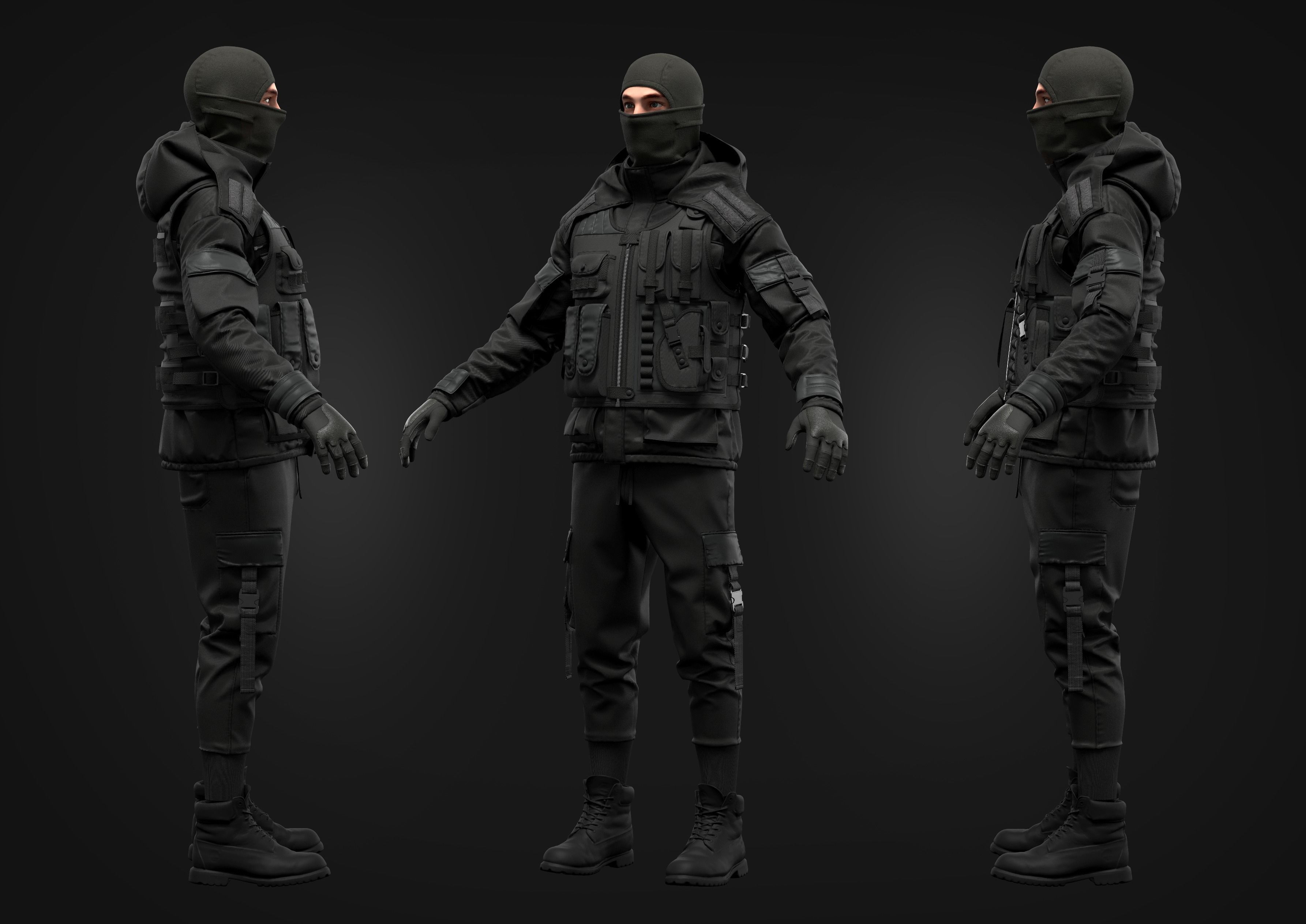 Tactical Uniform Set for men 3D model_2