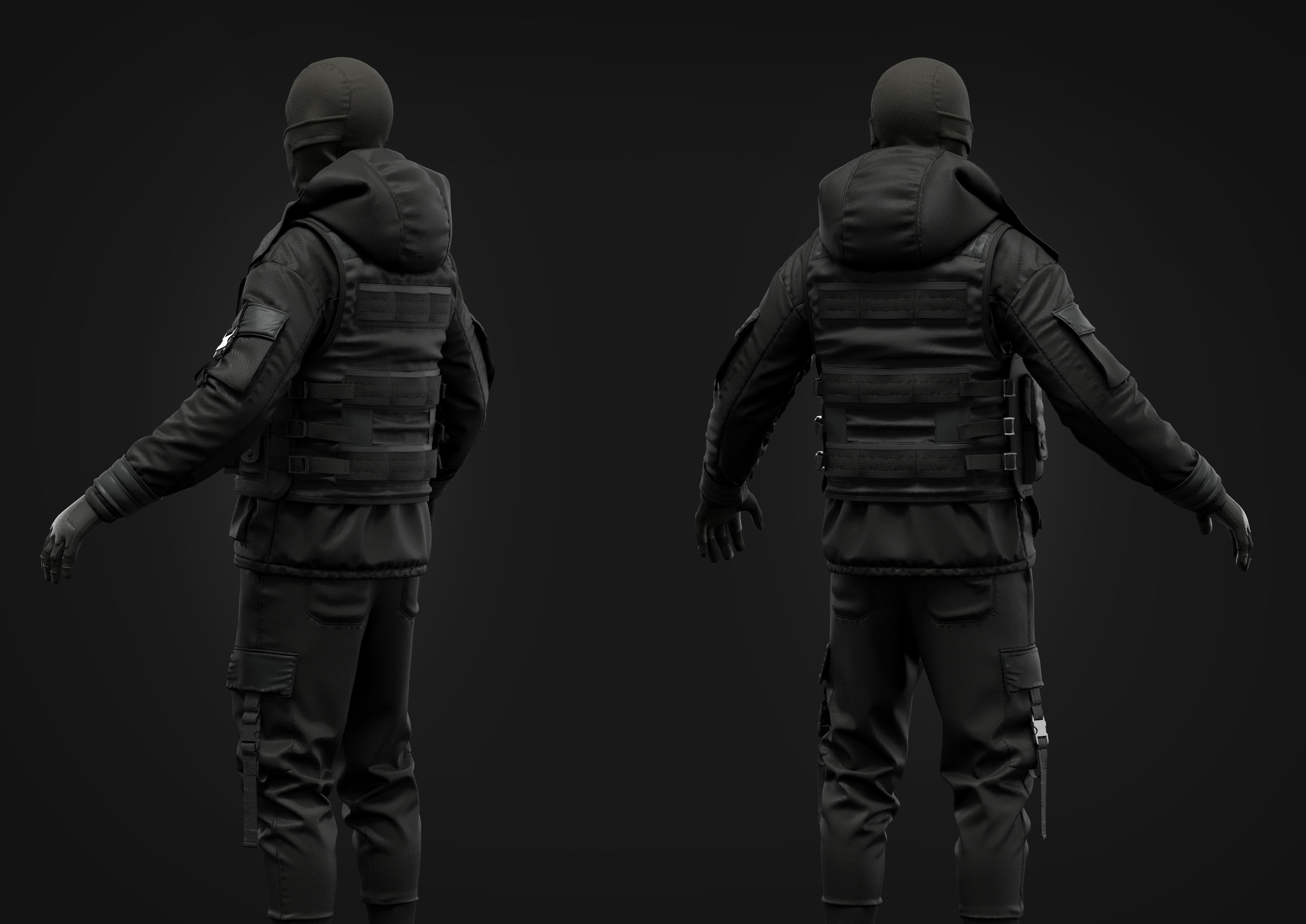 Tactical Uniform Set for men 3D model_4
