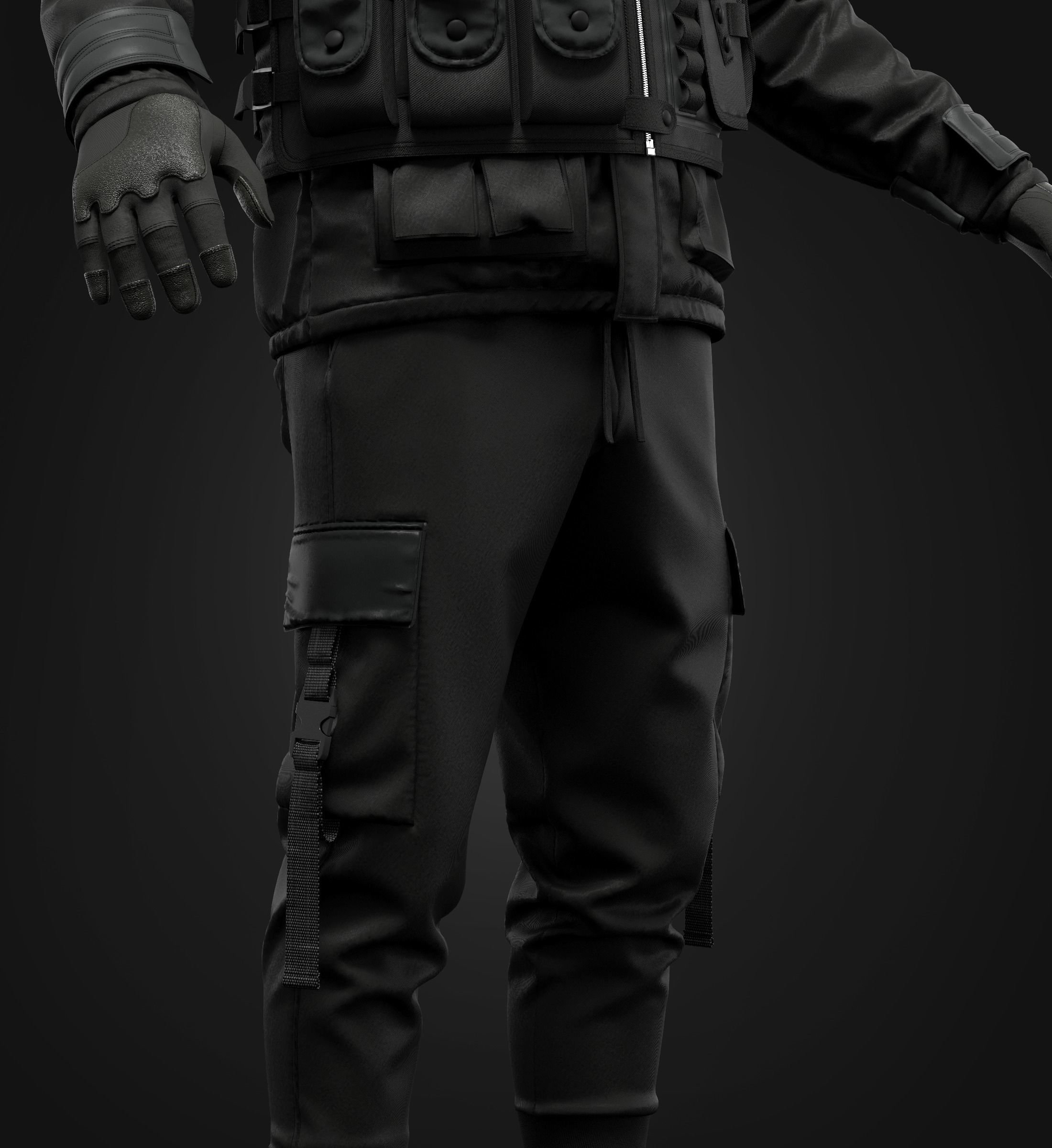 Tactical Uniform Set for men 3D model_13