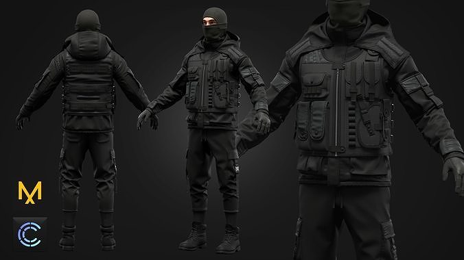 Tactical Uniform Set for men 3D model