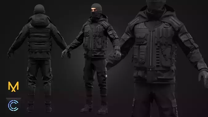 Tactical Uniform Set for men 3D model
