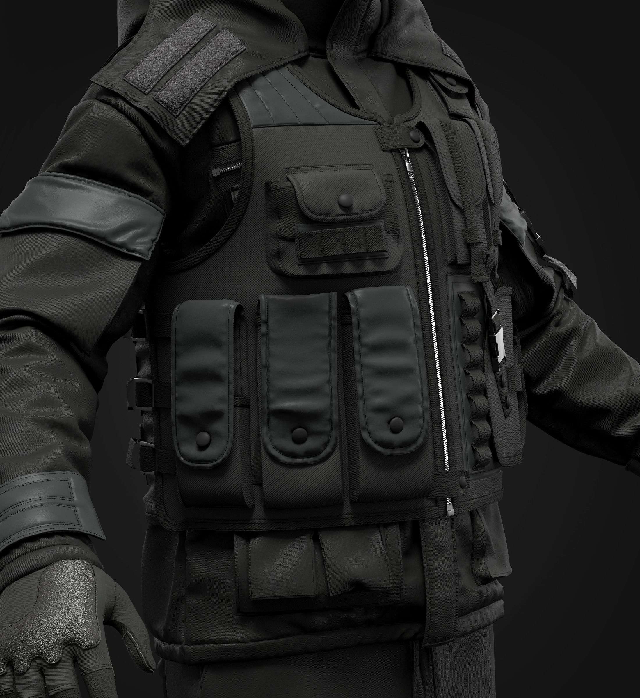 Tactical Uniform Set for men 3D model_10