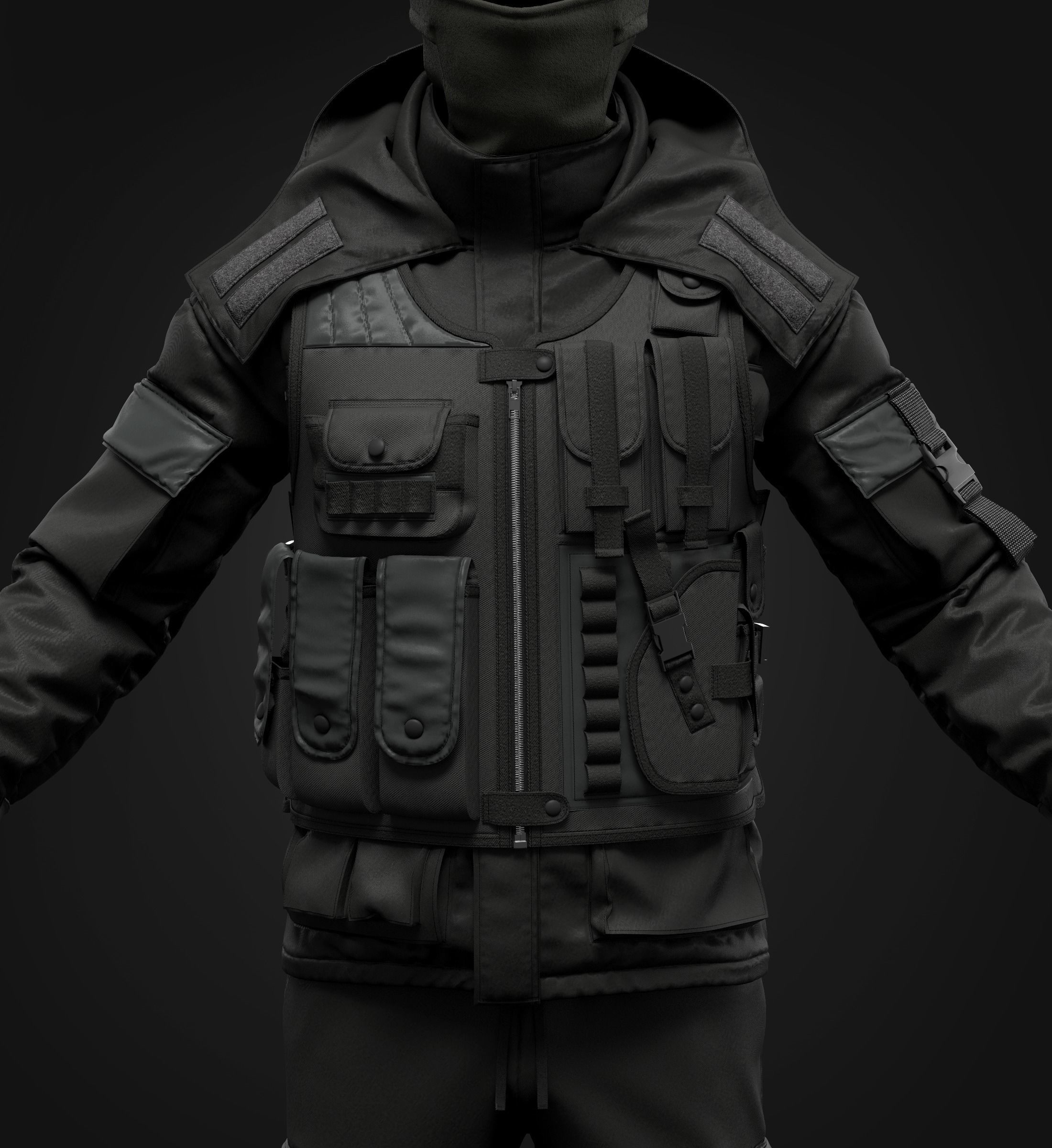 Tactical Uniform Set for men 3D model_6