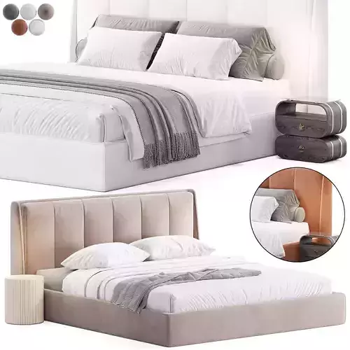 Gray Wingback Upholstered Headboard Bed