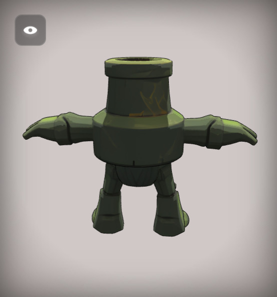 Ancient Rock Golem in cartoon style Art Low-poly 3D model_3