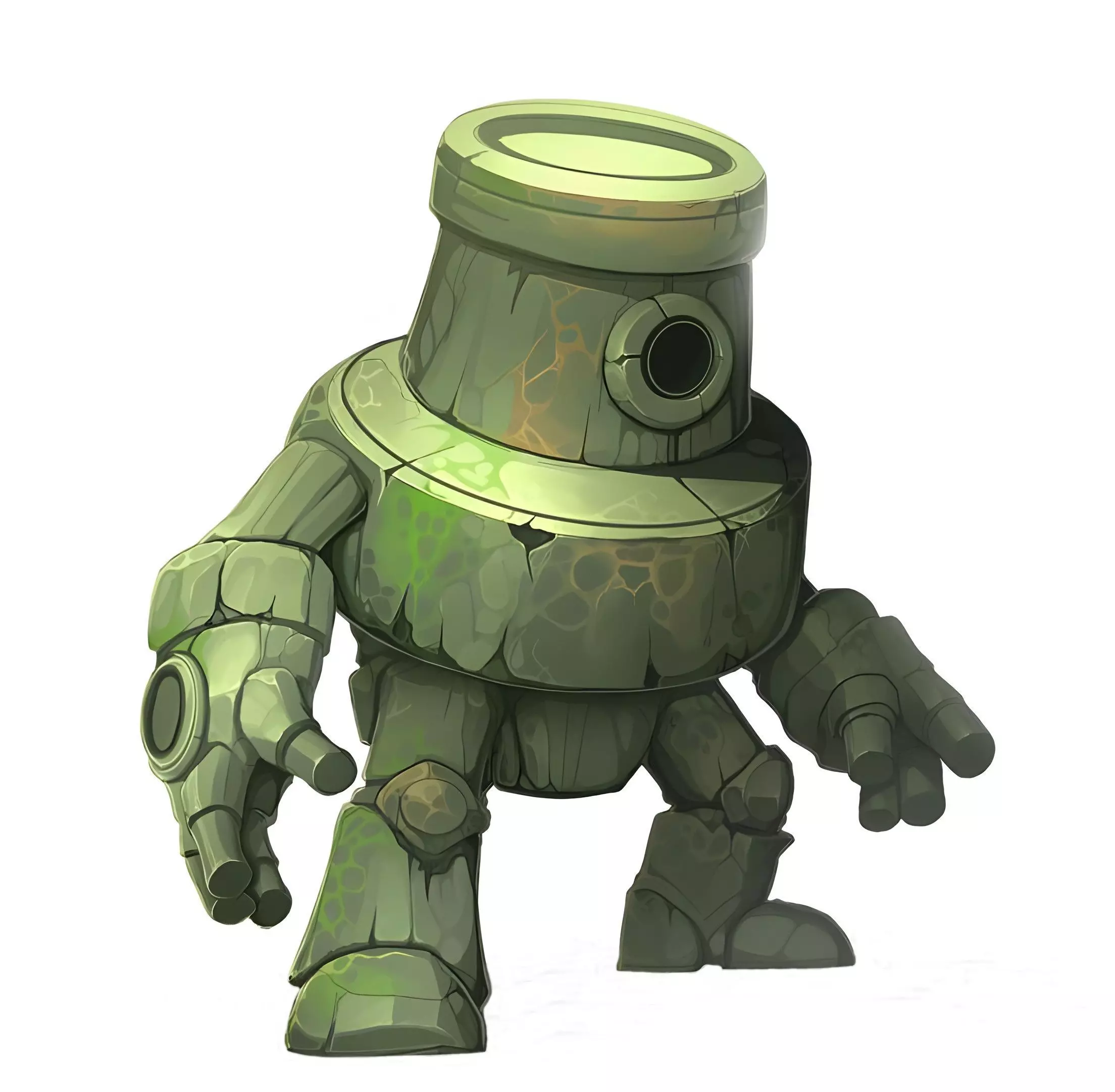 Ancient Rock Golem in cartoon style Art Low-poly 3D model_0