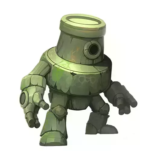 Ancient Rock Golem in cartoon style Art