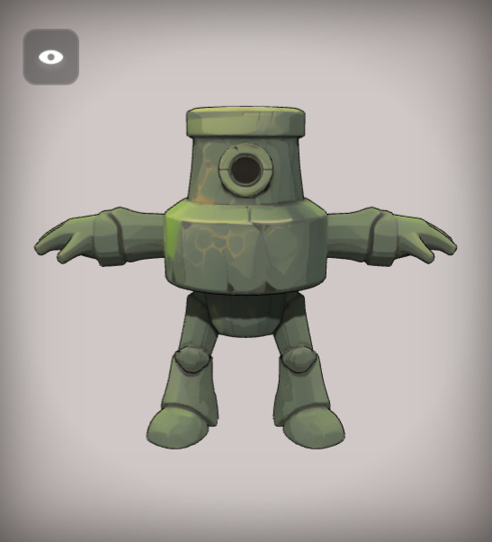 Ancient Rock Golem in cartoon style Art Low-poly 3D model_1