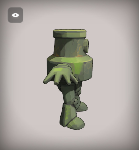 Ancient Rock Golem in cartoon style Art Low-poly 3D model_2