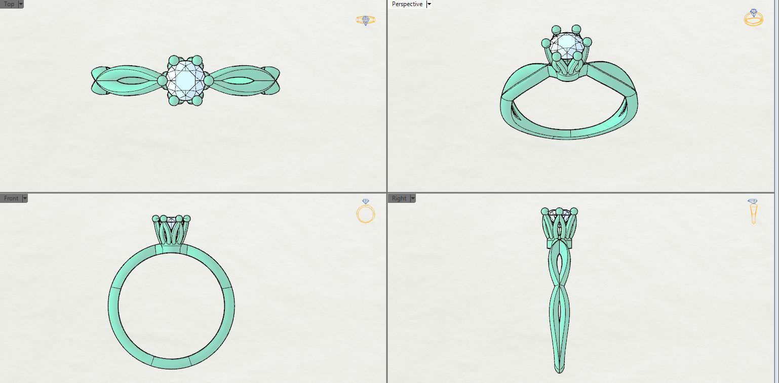 Engagement crown ring 3D print model_22