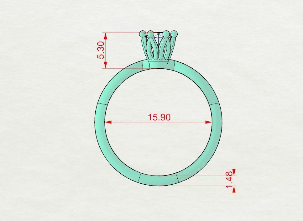 Engagement crown ring 3D print model_6
