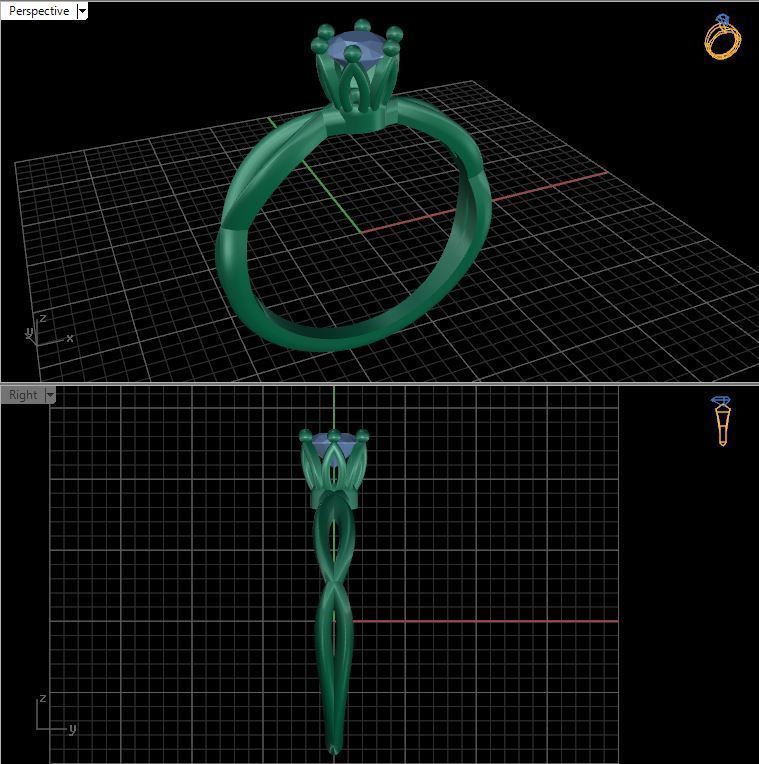 Engagement crown ring 3D print model_17