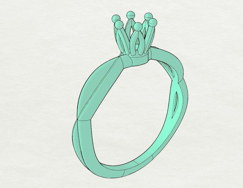 Engagement crown ring 3D print model_20