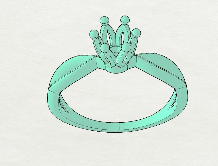 Engagement crown ring 3D print model_25