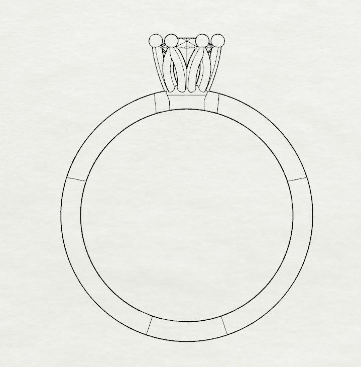 Engagement crown ring 3D print model_24