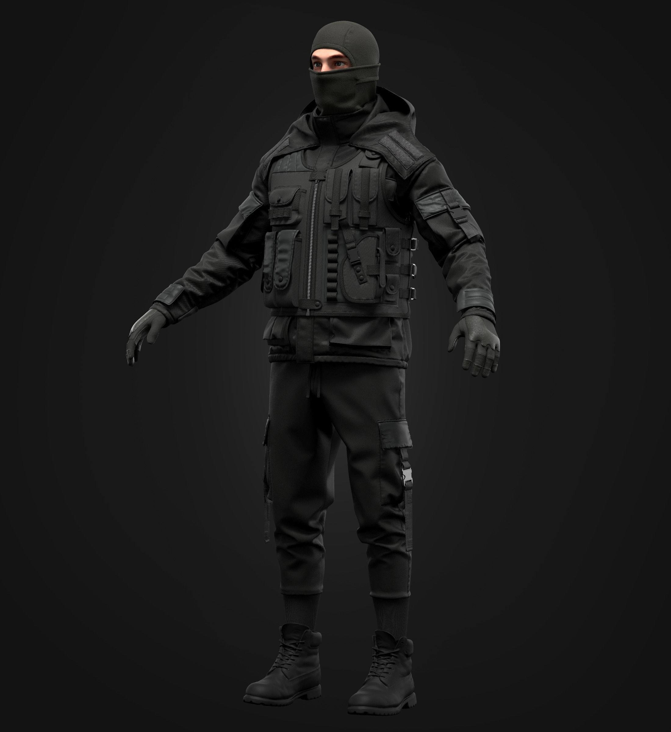 Tactical Vest for men 3D model_8