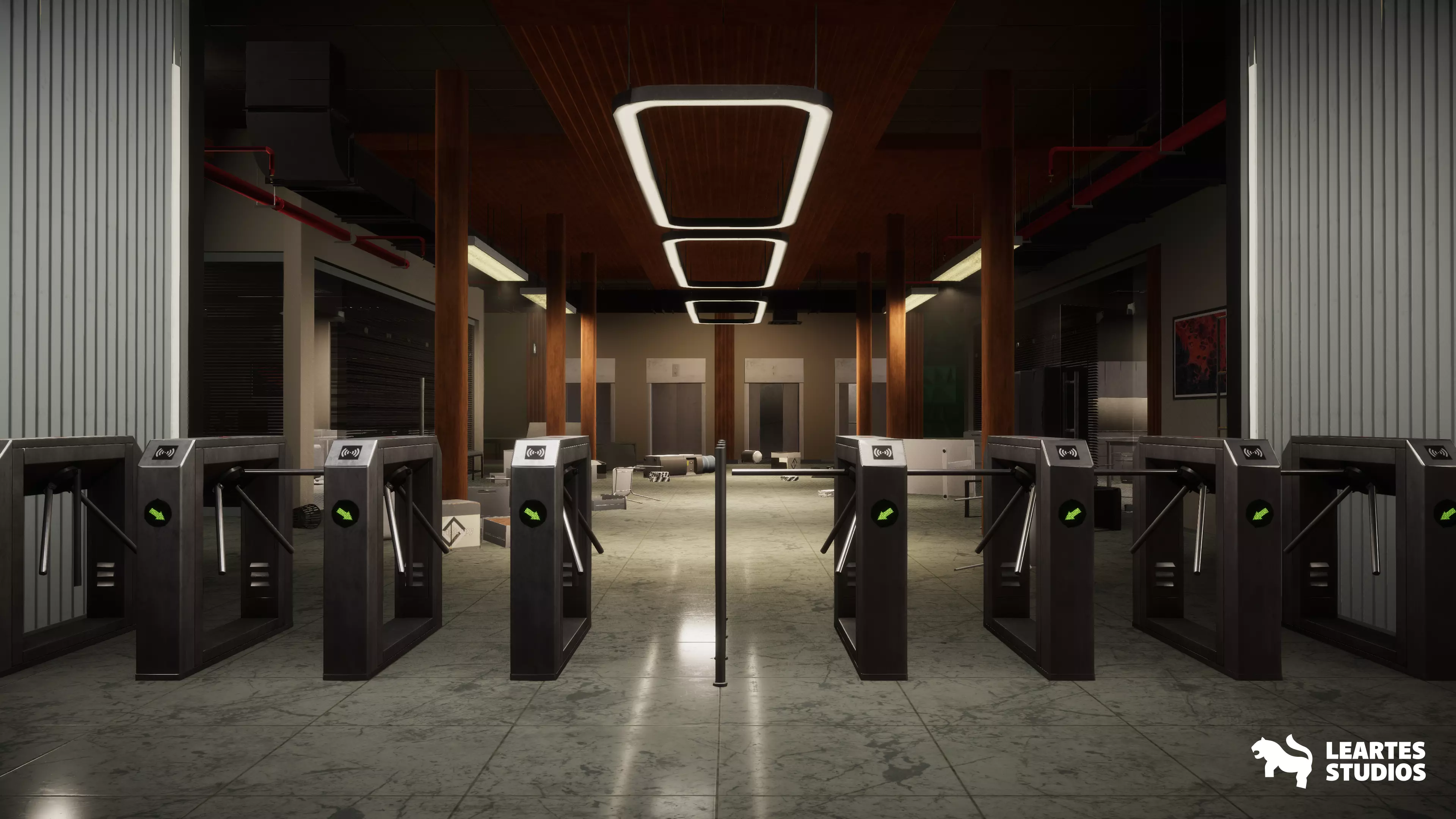 Office Corridor Environment Low-poly 3D model_0