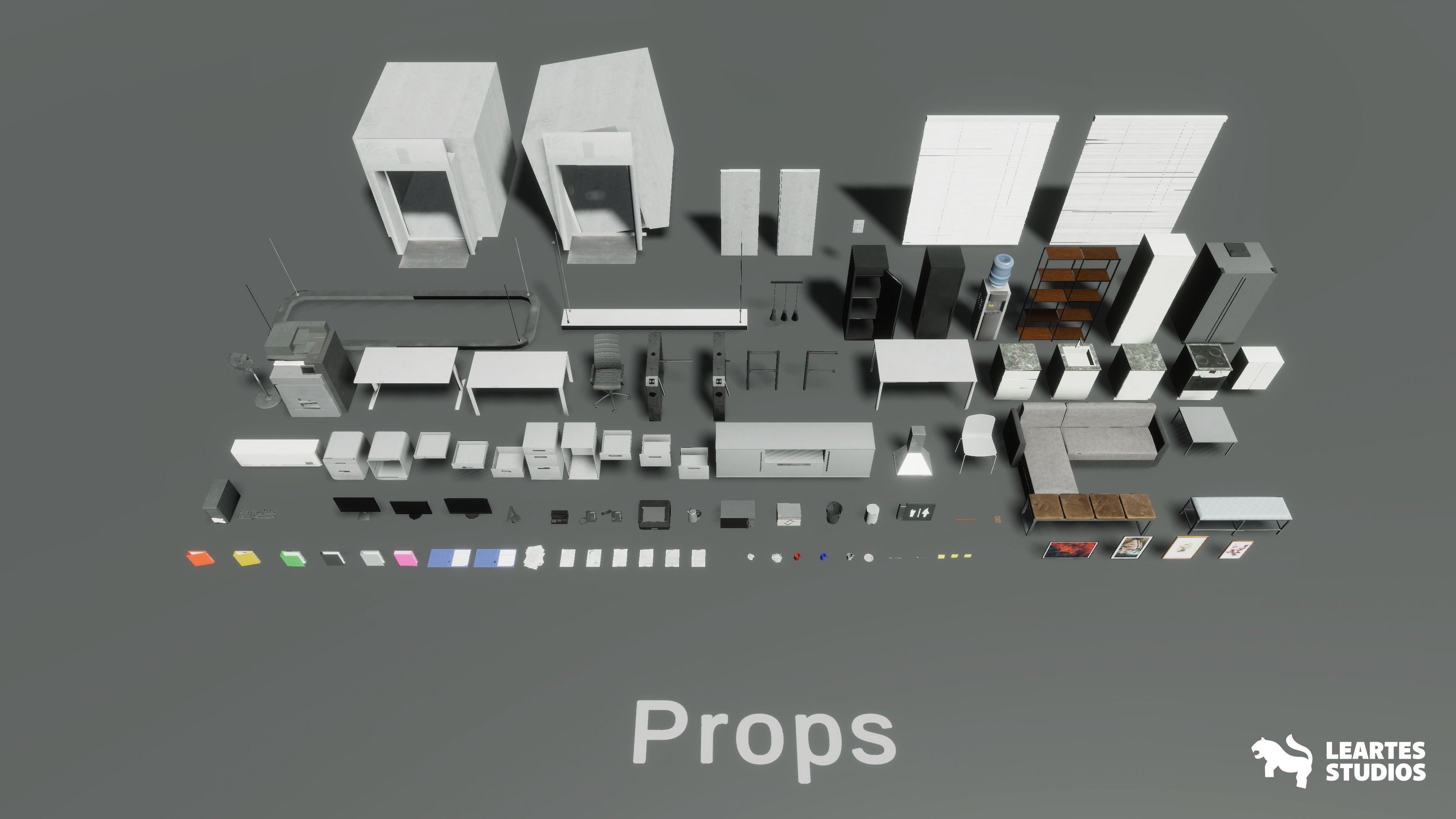 Office Corridor Environment Low-poly 3D model_8