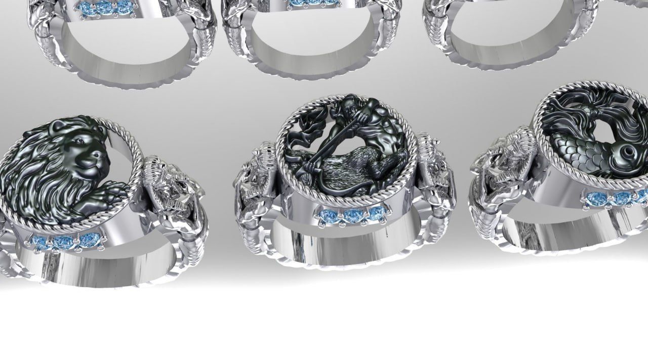 Zodiac Symbols theme 1 ring 3D print model_3