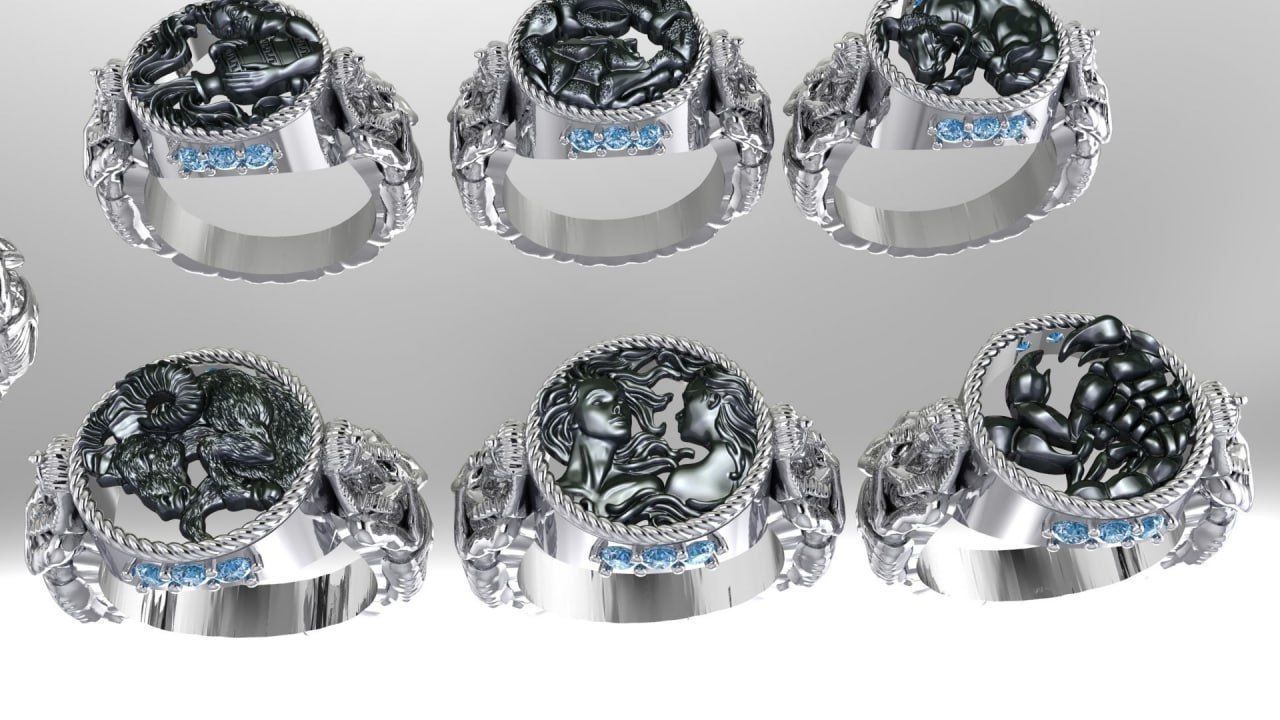 Zodiac Symbols theme 1 ring 3D print model_5
