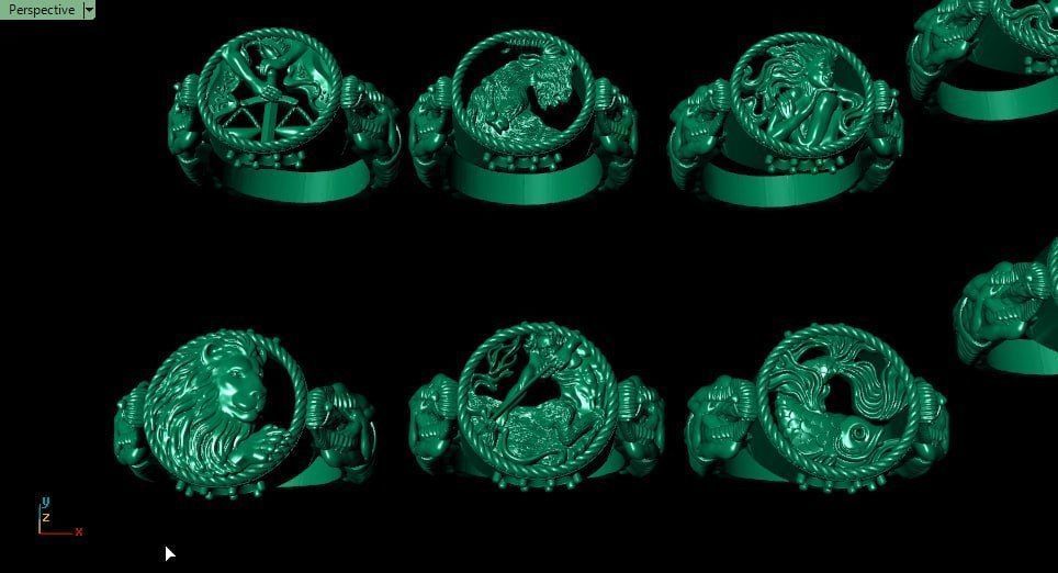 Zodiac Symbols theme 1 ring 3D print model_7
