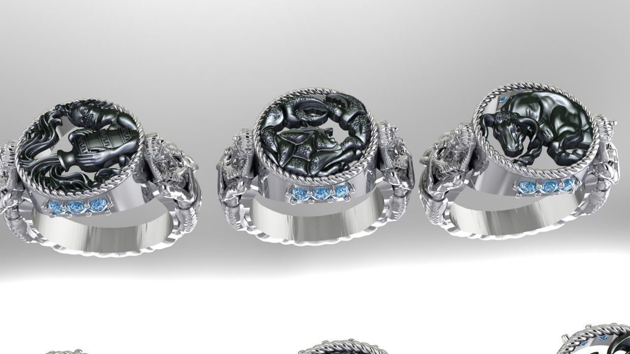Zodiac Symbols theme 1 ring 3D print model_6