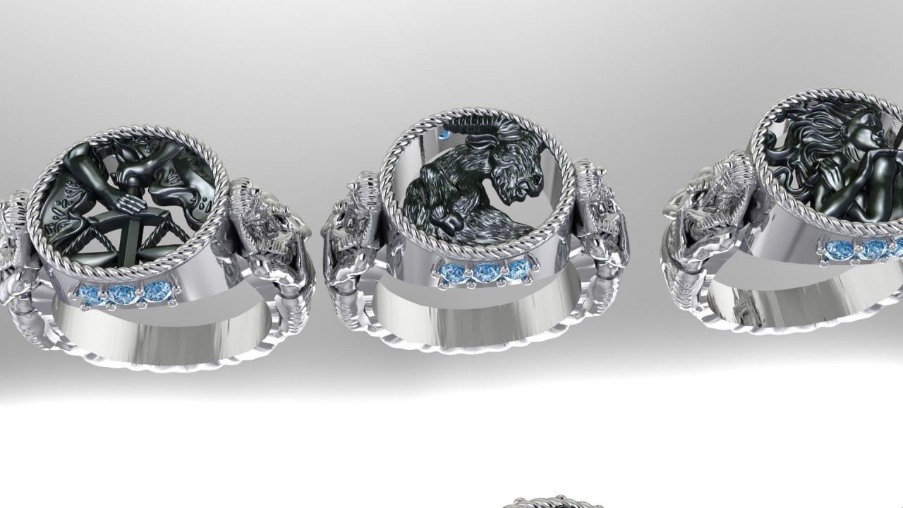 Zodiac Symbols theme 1 ring 3D print model_4