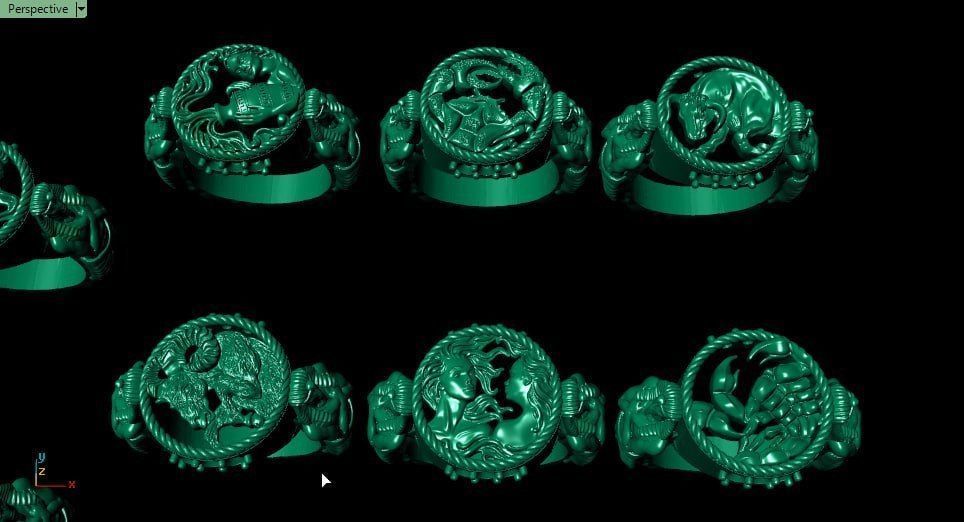 Zodiac Symbols theme 1 ring 3D print model_8