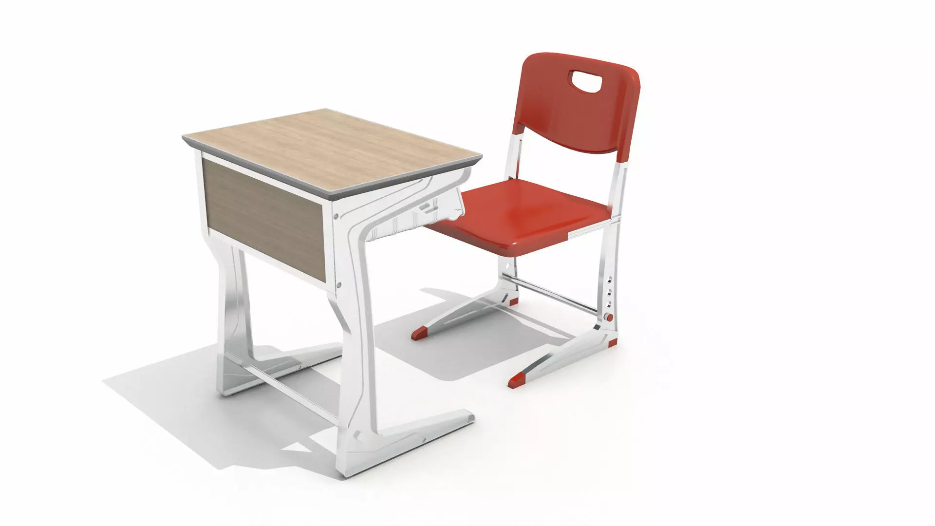 School Desk and Chair 3D model