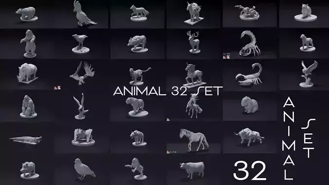 animal 32 set 3D Model Collection