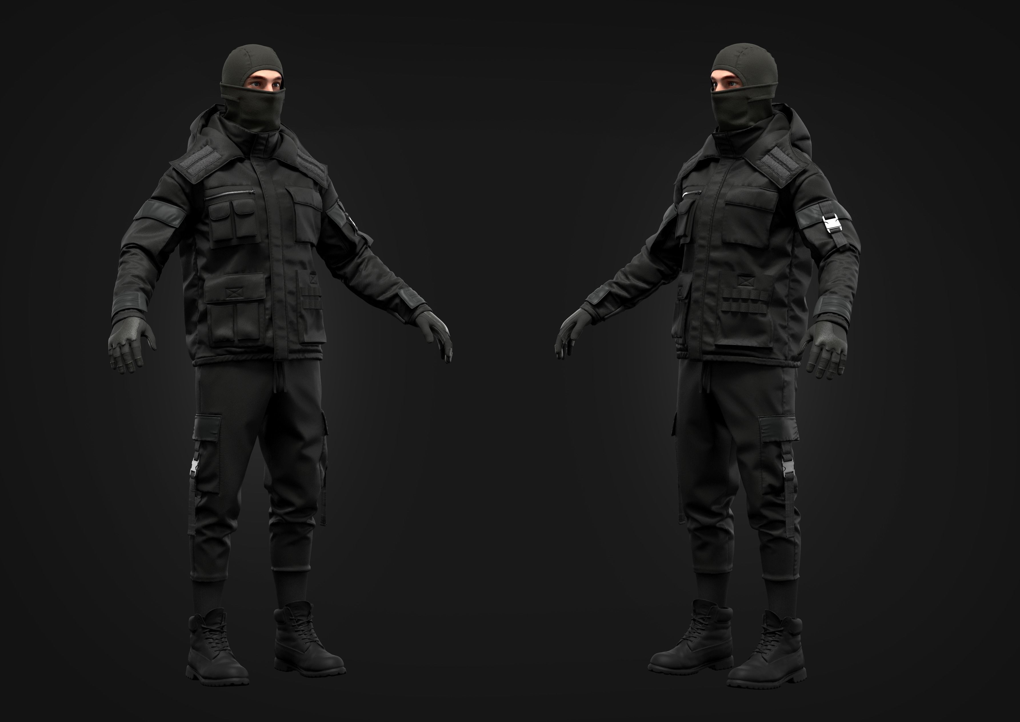 Tactical Uniform for men 3D model_4