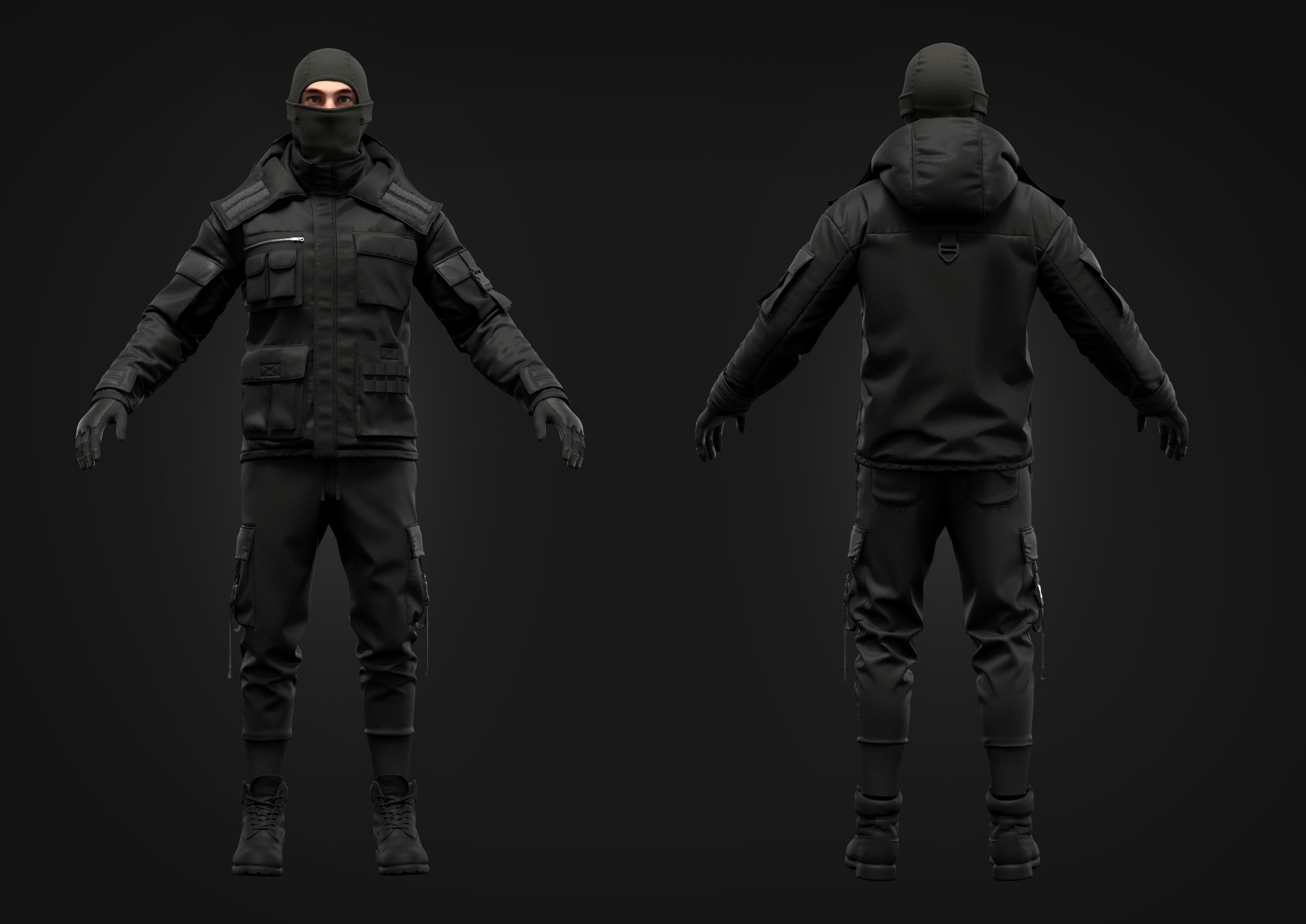 Tactical Uniform for men 3D model_2